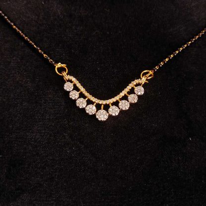 Radiant Drops AD Mangalsutra Set – golden pendant front view