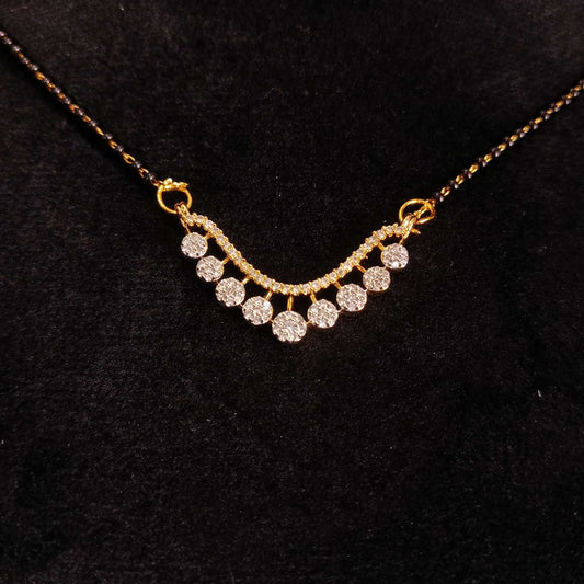 Radiant Drops AD Mangalsutra Set – golden pendant front view
