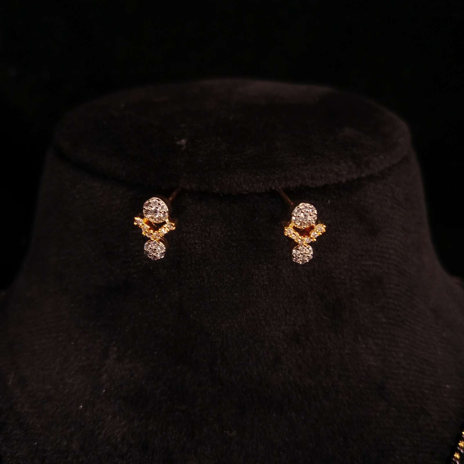 Radiant Drops AD Mangalsutra Set – matching drop earrings in golden