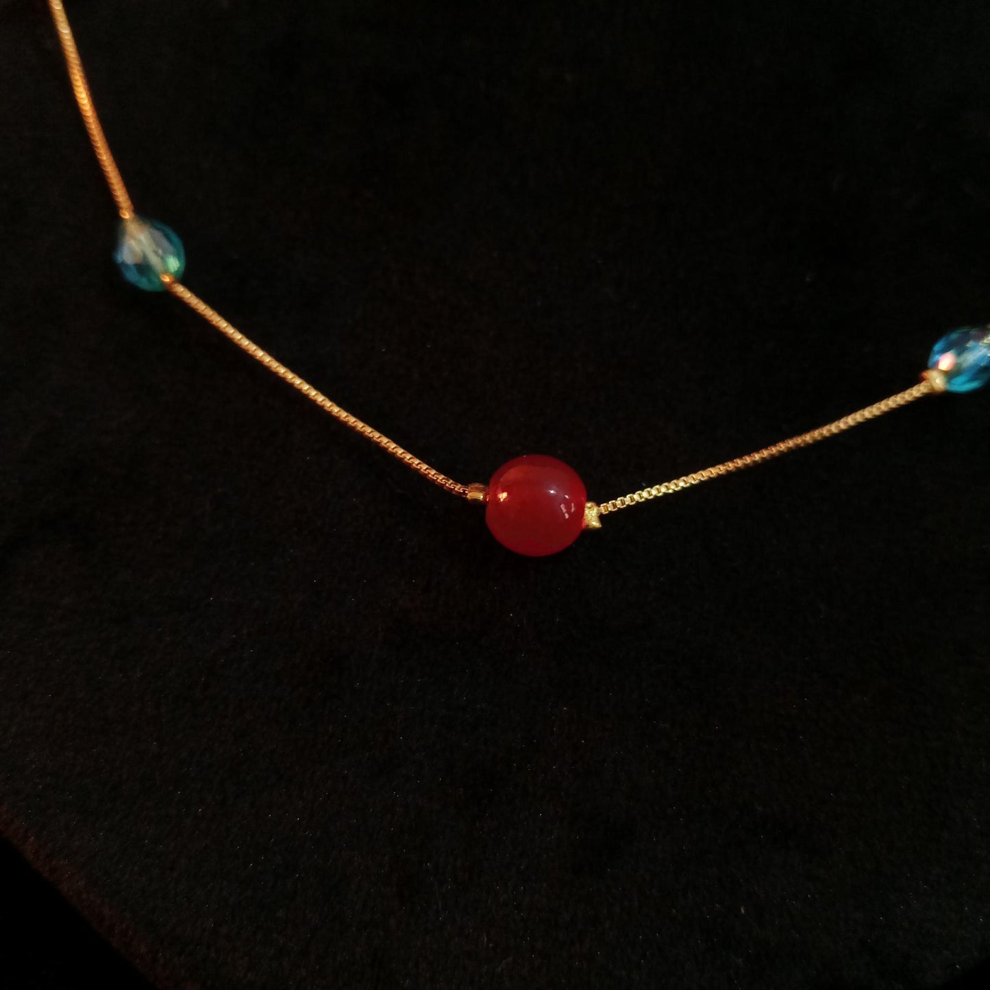 Red & Blue Beaded Minimal Neckpiece view 2