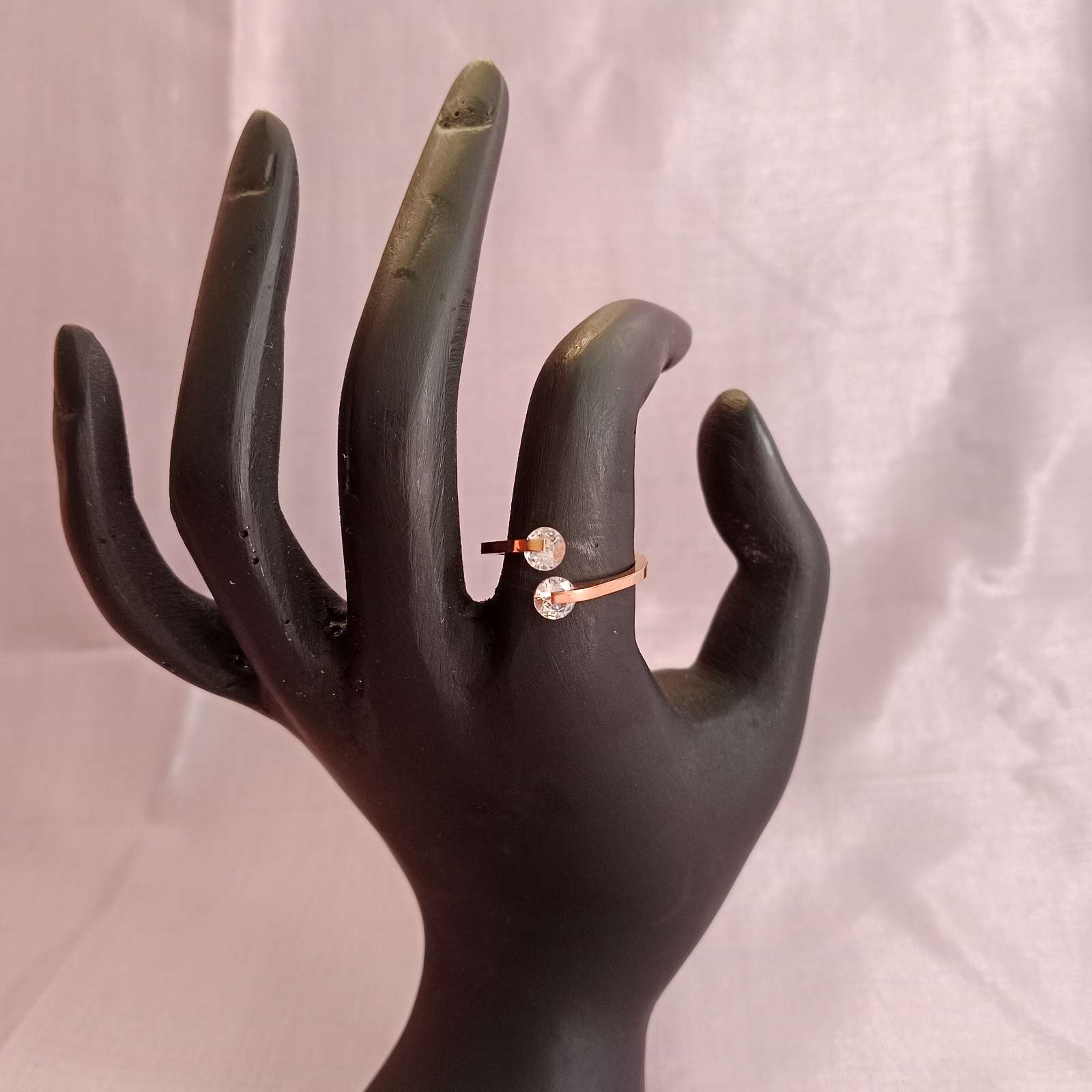 Blingso Rose Gold Twin Stone Ring – View 3