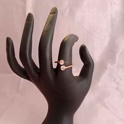 Blingso Rose Gold Twin Stone Ring – View 3