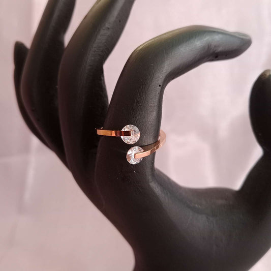 Blingso Rose Gold Twin Stone Ring – View 2