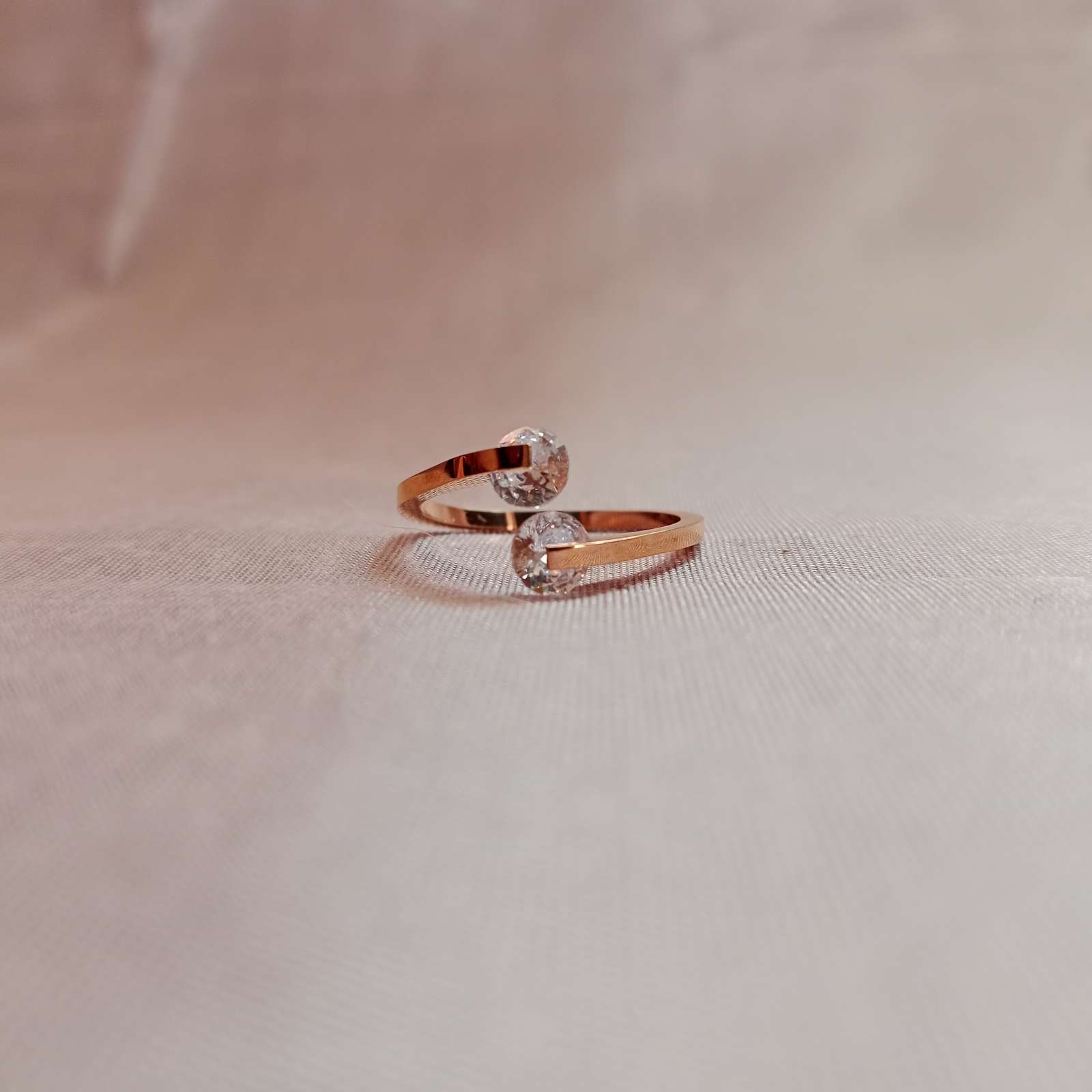 Blingso Rose Gold Twin Stone Ring – View 4