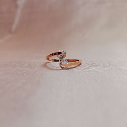 Blingso Rose Gold Twin Stone Ring – View 4