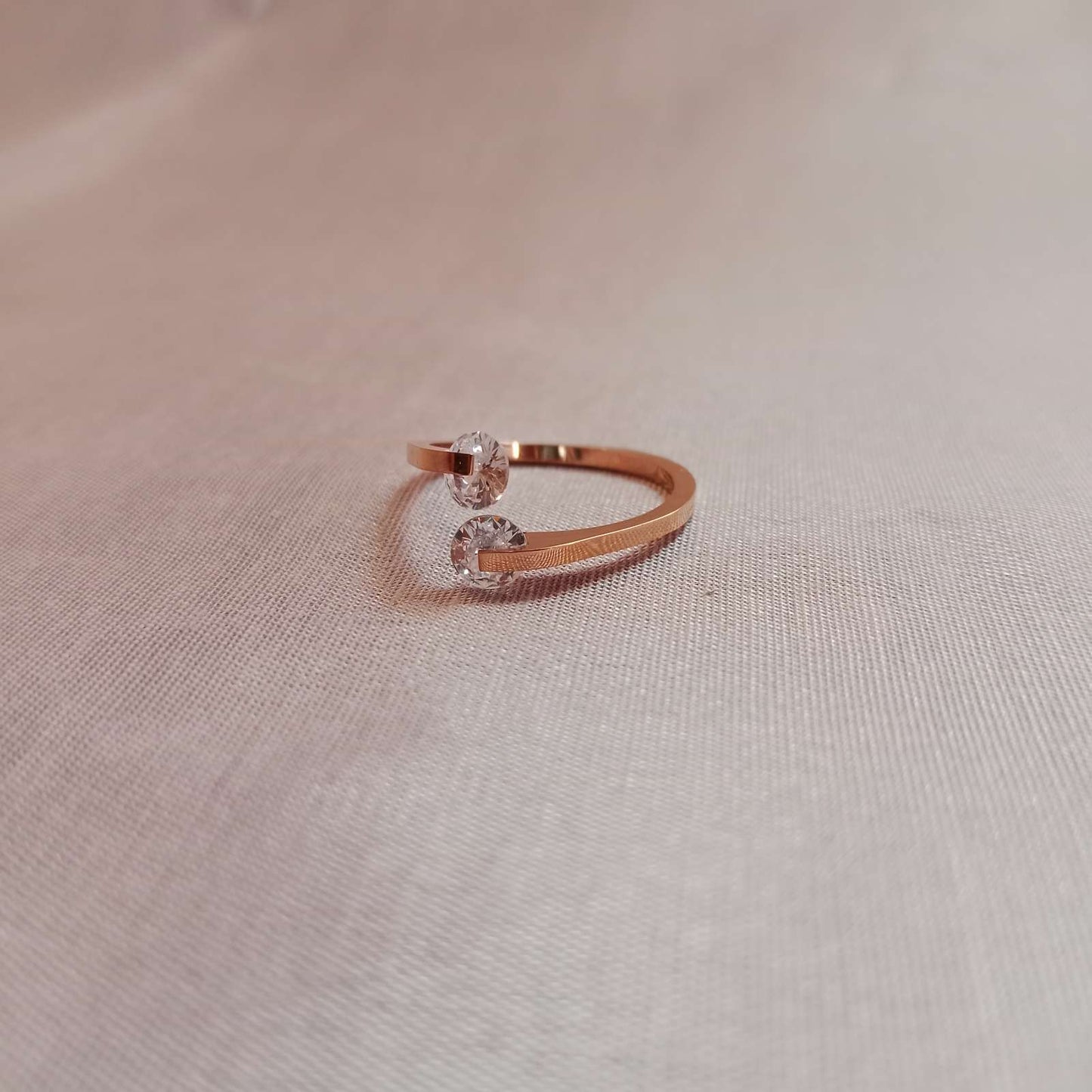 Blingso Rose Gold Twin Stone Ring – Main View