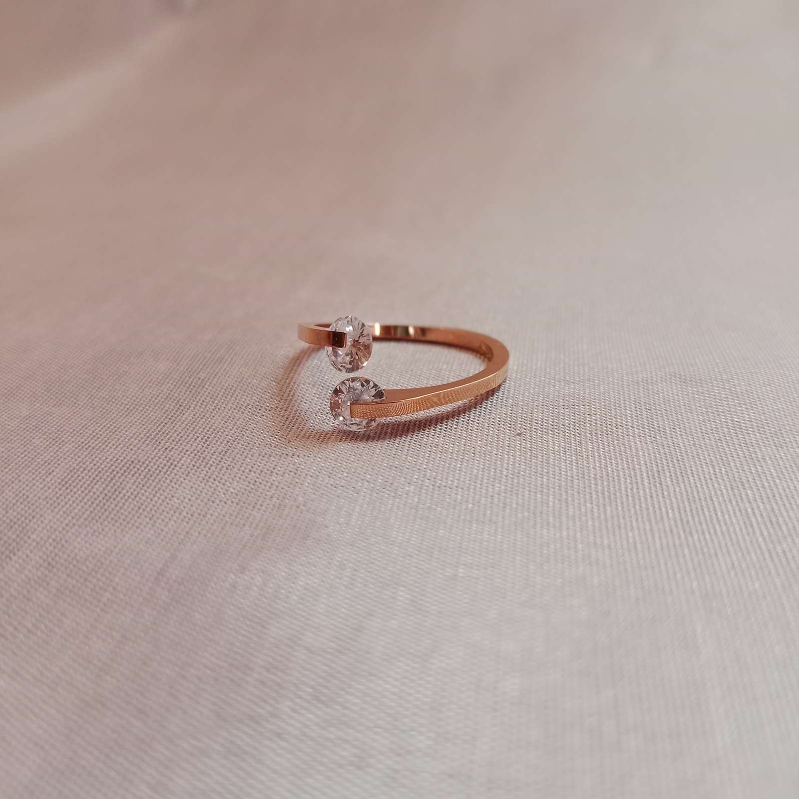 Blingso Rose Gold Twin Stone Ring – Main View