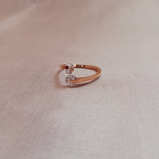 Blingso Rose Gold Twin Stone Ring – Main View