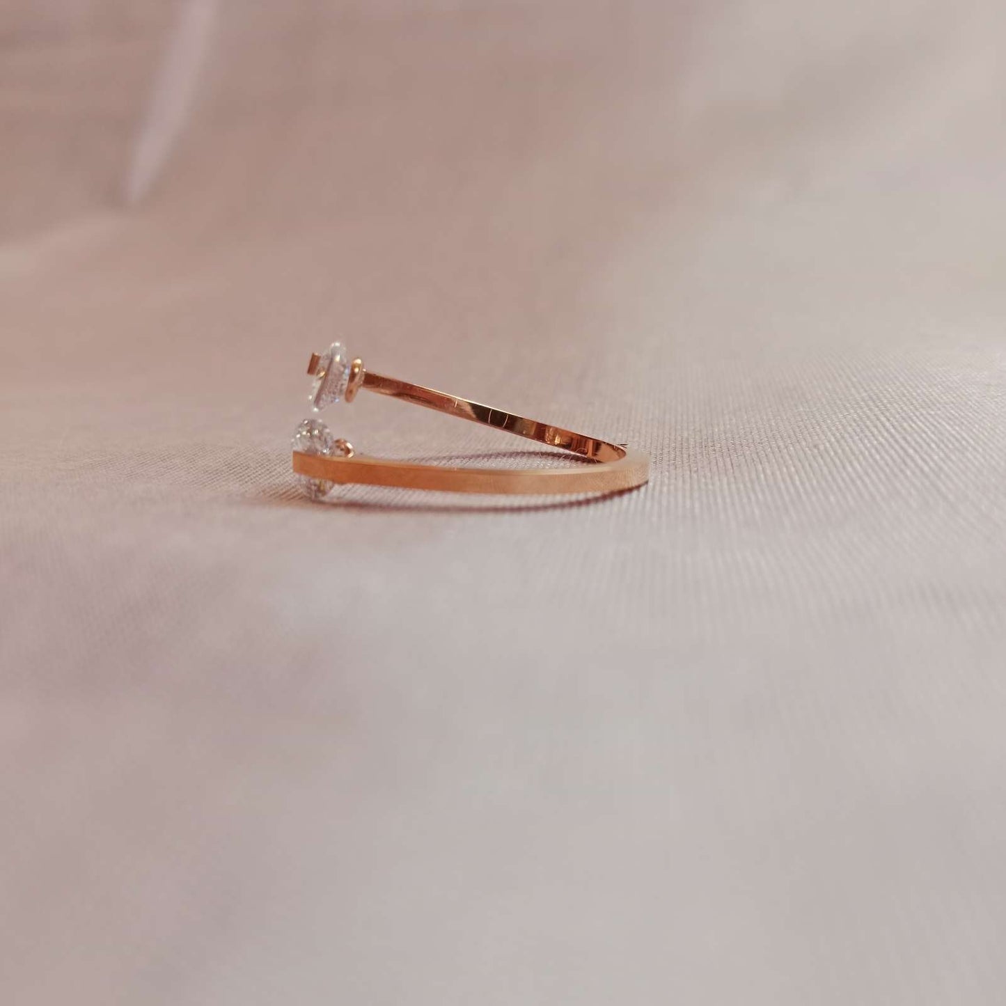 Blingso Rose Gold Twin Stone Ring – View 5