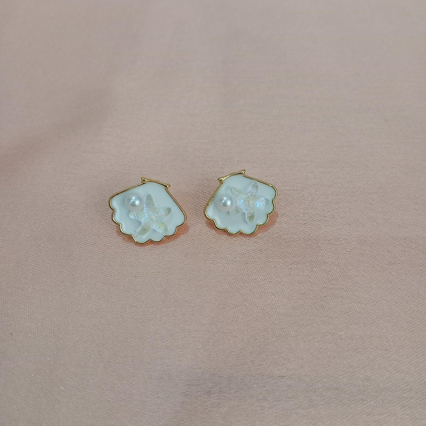 Seashell Pearl Starfish Earrings