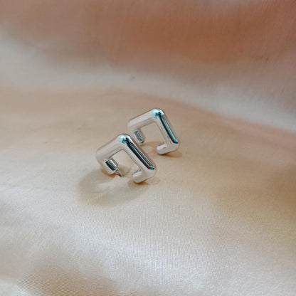 Silver Chunky Curve Stud Earrings