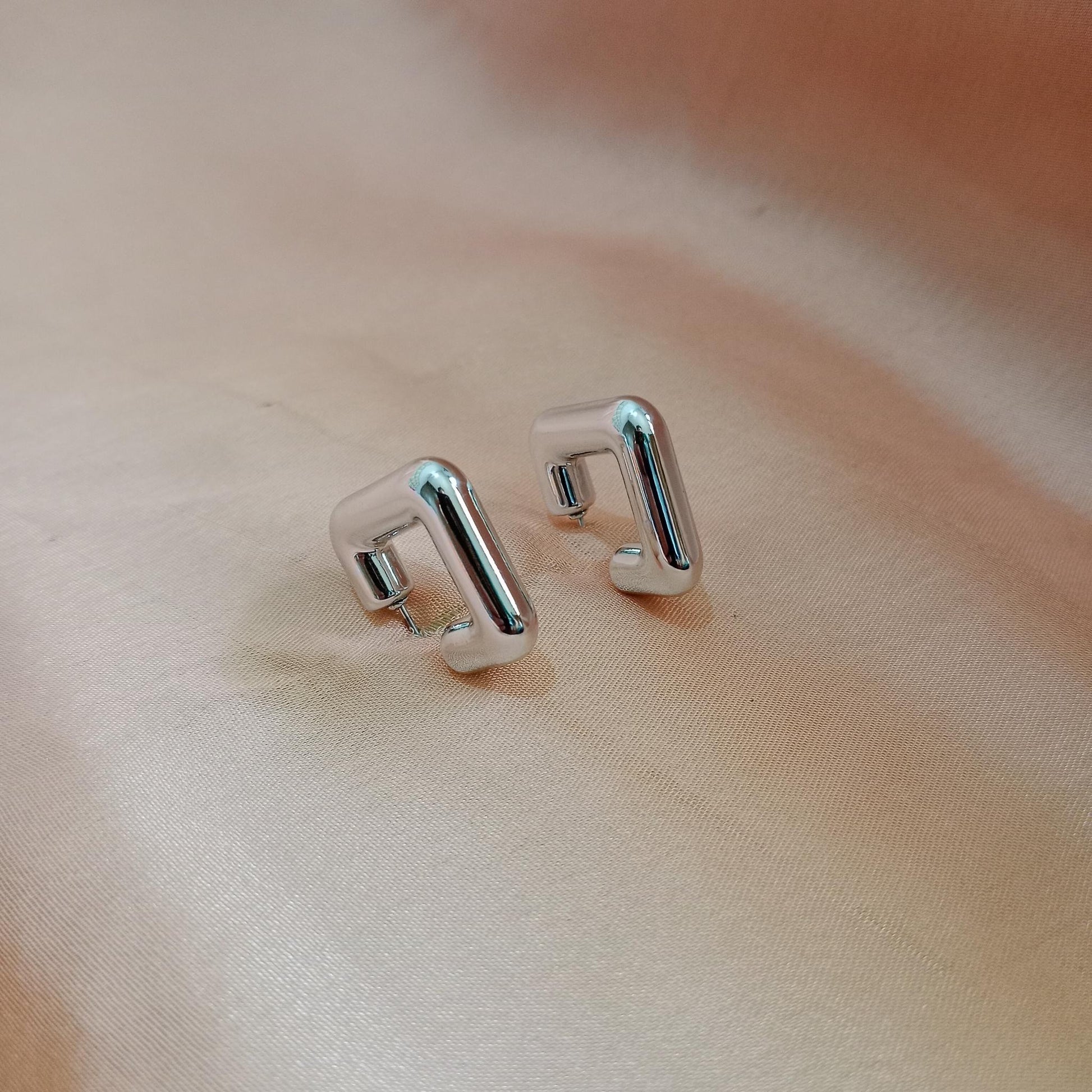 Silver Chunky Curve Stud Earrings