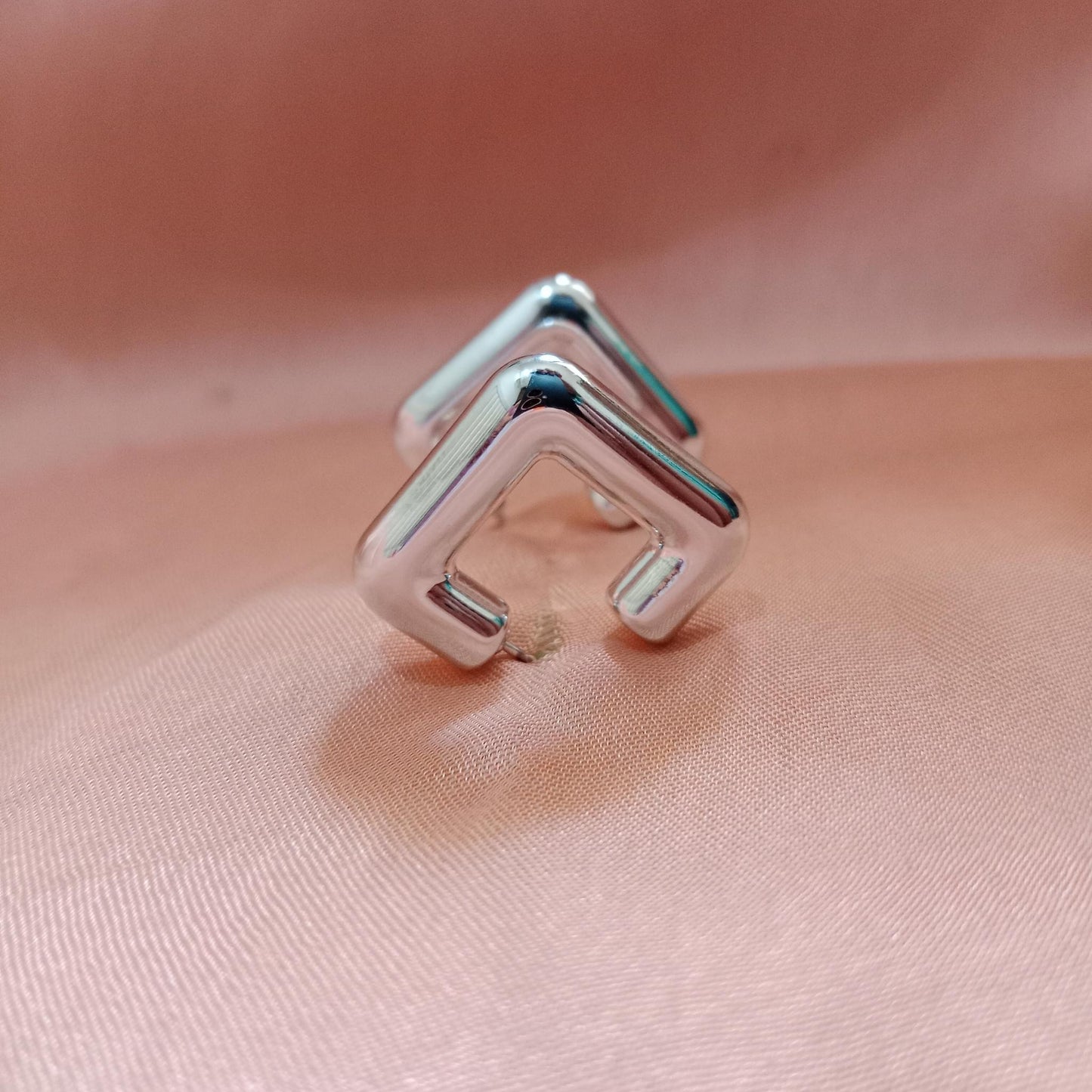 Silver Chunky Curve Stud Earrings
