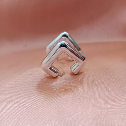Silver Chunky Curve Stud Earrings
