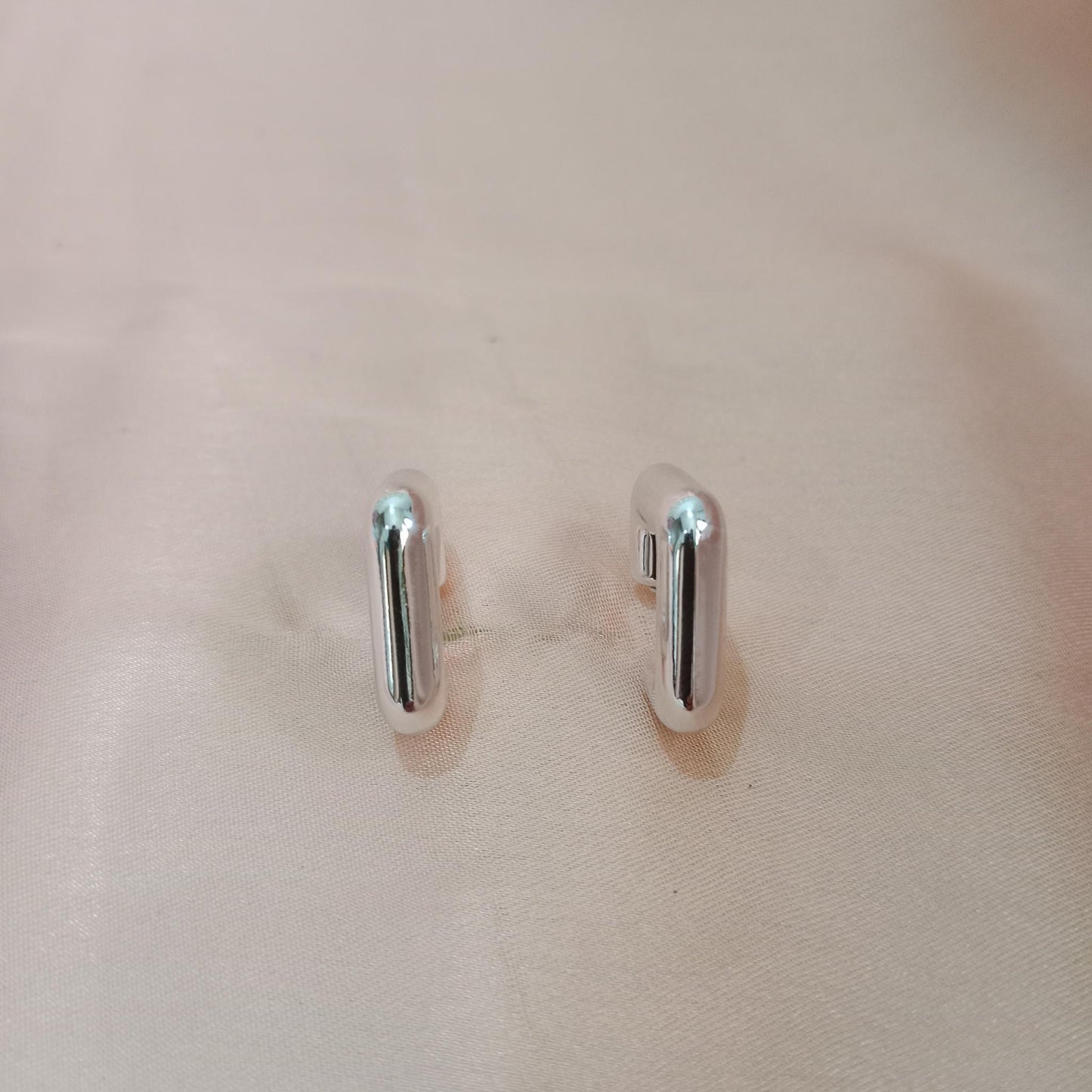 Silver Chunky Curve Stud Earrings