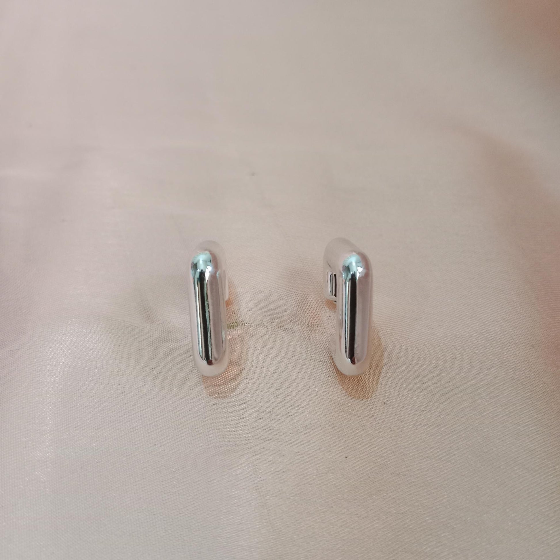 Silver Chunky Curve Stud Earrings