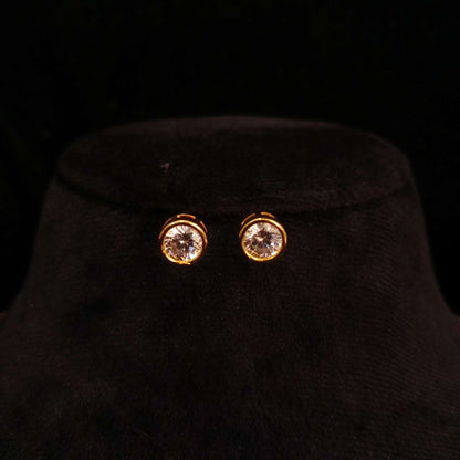 Solitaire Duo AD Mangalsutra Set – matching stud earrings closeup