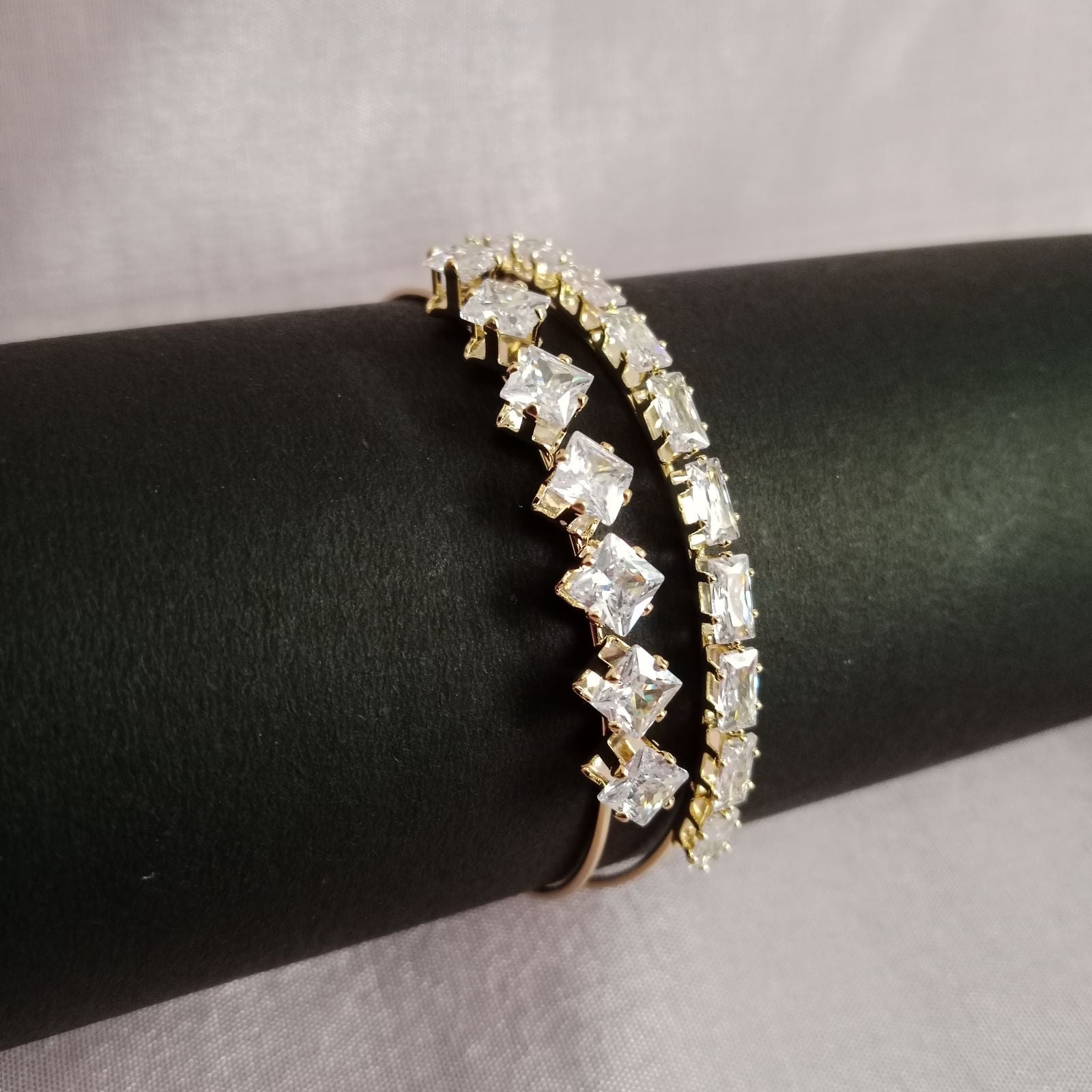Blingso Square Diamond Stone Statement Bracelet – Main View