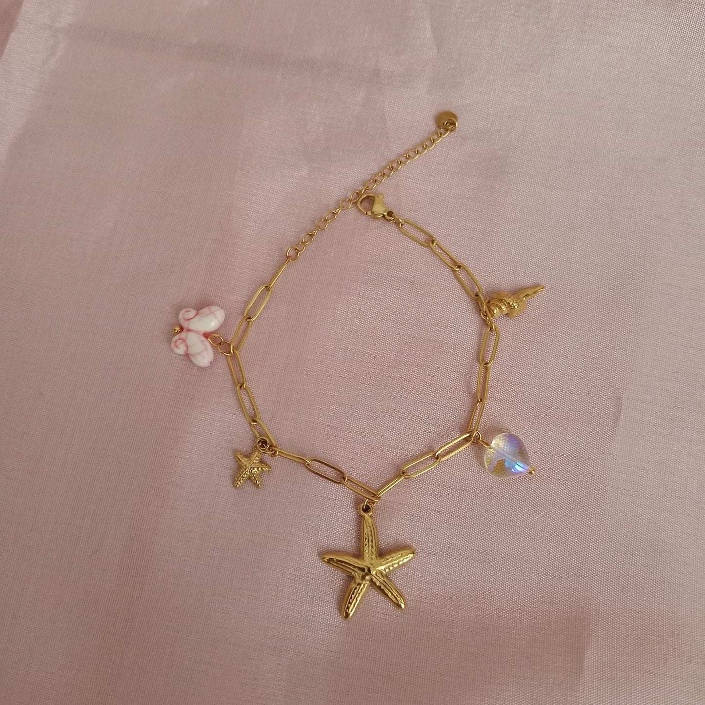 Starfish Shell Charm Chain Bracelet bracelet by Blingso