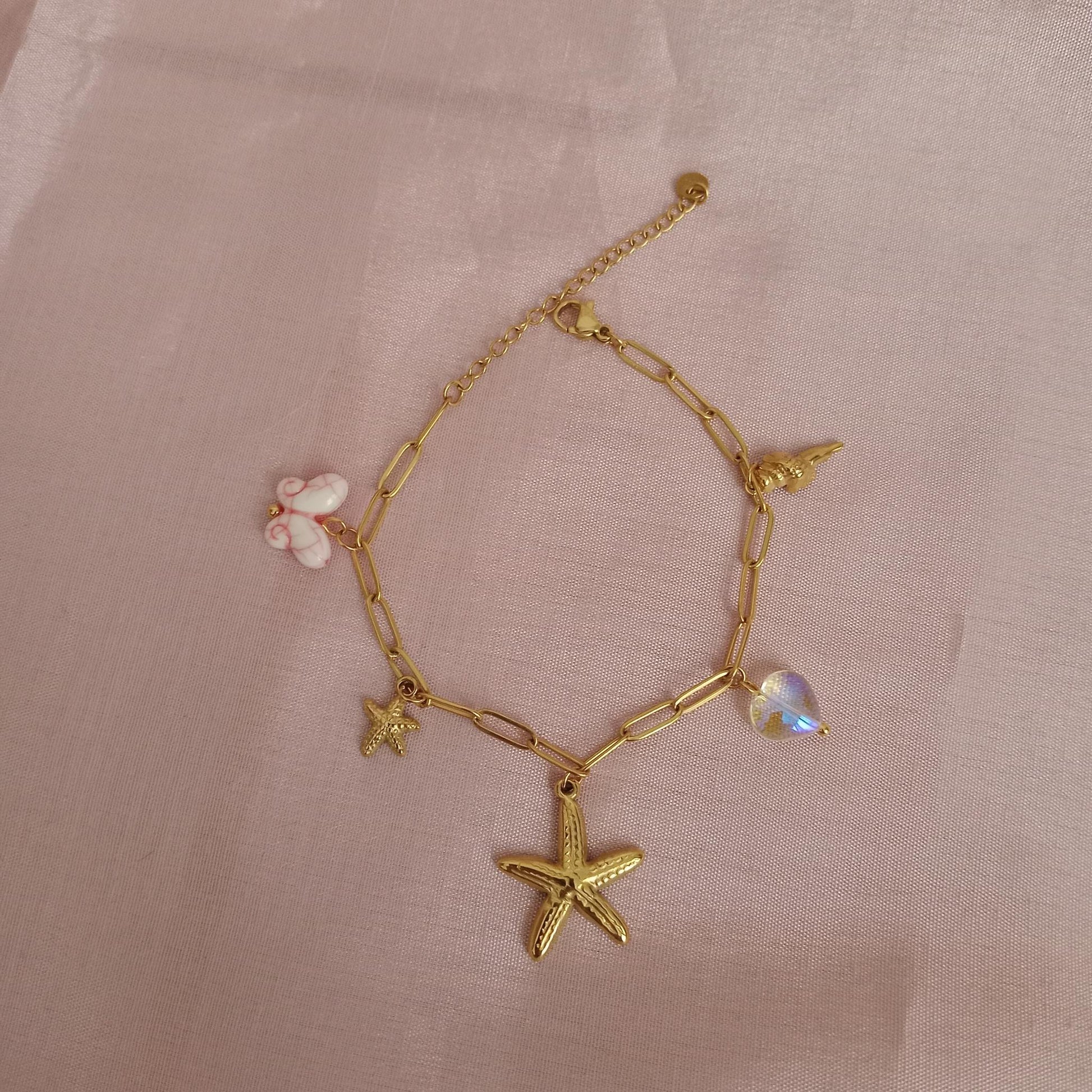 Starfish Shell Charm Chain Bracelet bracelet by Blingso