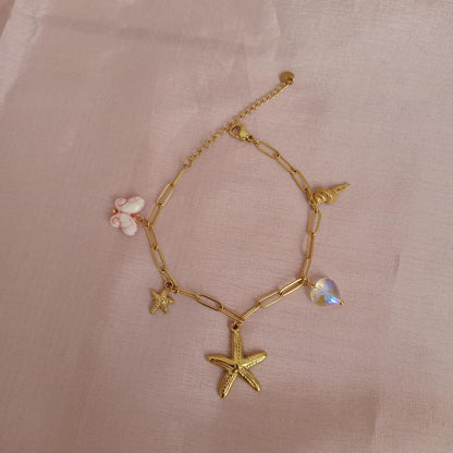 Starfish Shell Charm Chain Bracelet bracelet by Blingso