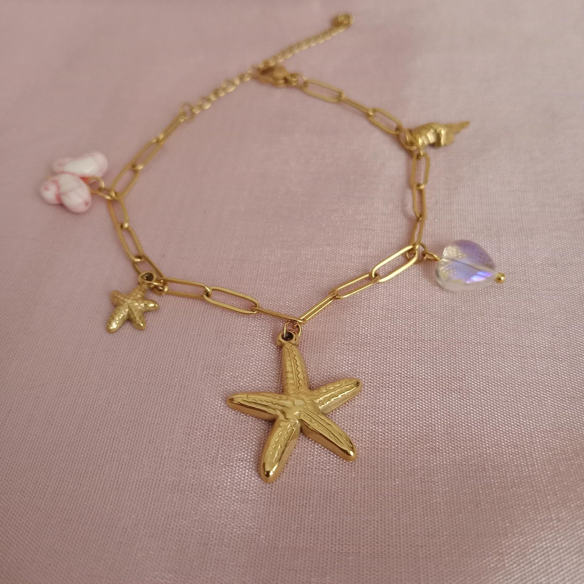 Starfish Shell Charm Chain Bracelet bracelet by Blingso