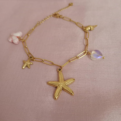 Starfish Shell Charm Chain Bracelet bracelet by Blingso