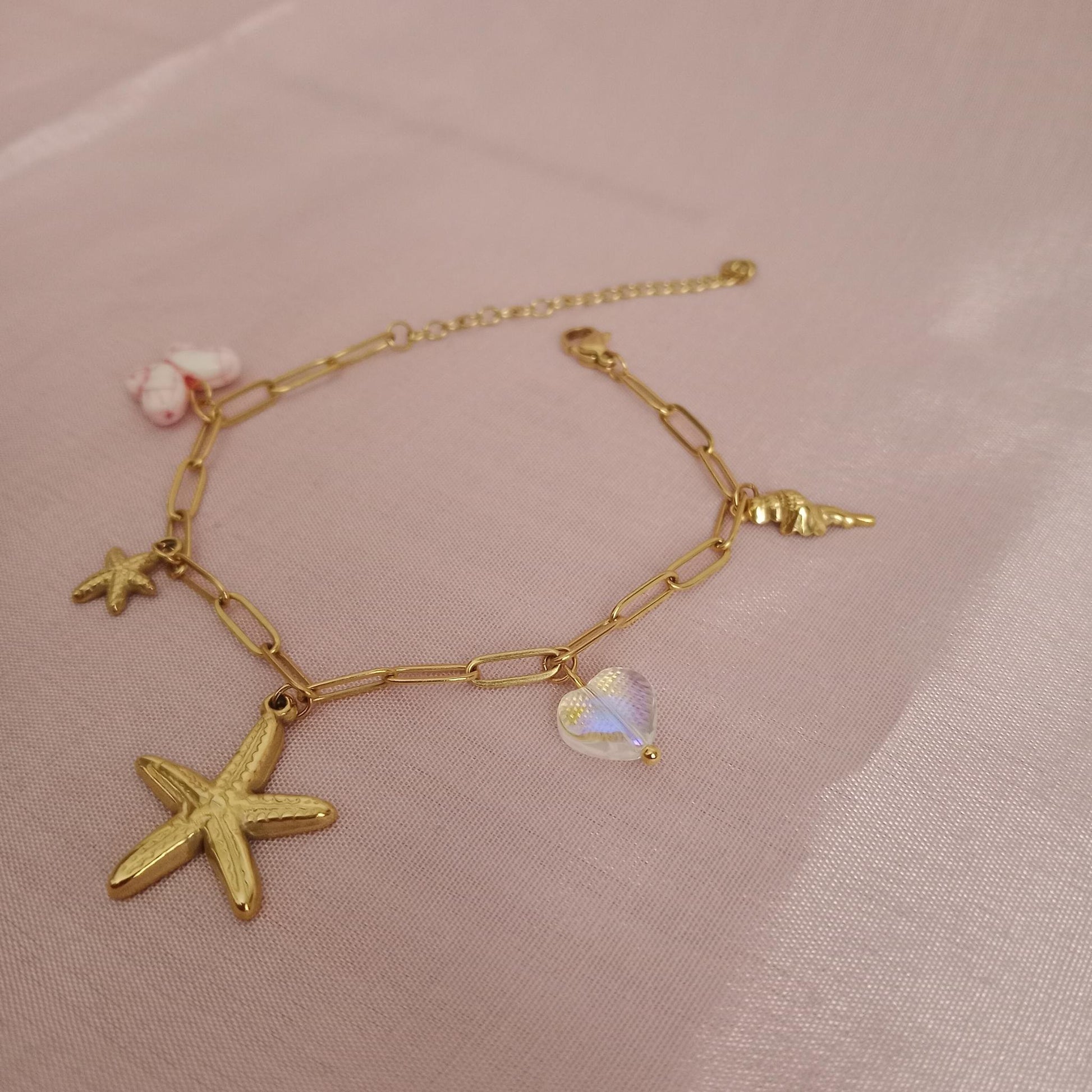 Starfish Shell Charm Chain Bracelet bracelet by Blingso