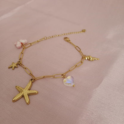 Starfish Shell Charm Chain Bracelet bracelet by Blingso
