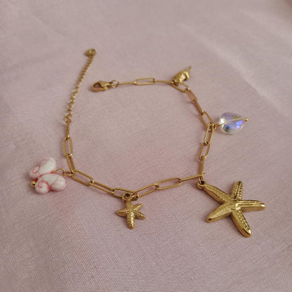 Starfish Shell Charm Chain Bracelet bracelet by Blingso