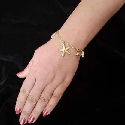 Starfish Shell Charm Chain Bracelet bracelet by Blingso