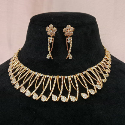 Blingso Teardrop Floral Necklace & Earring Set – View 2