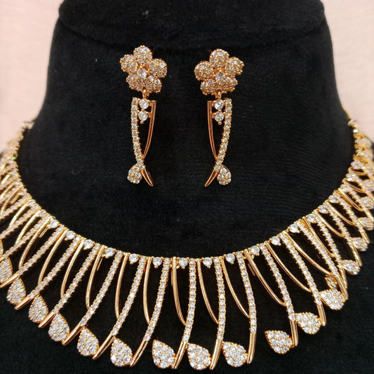 Blingso Teardrop Floral Necklace & Earring Set – View 3