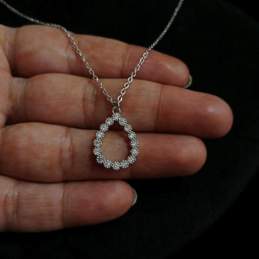 Teardrop Sparkle Silver Pendant Neckpiece - Teardrop