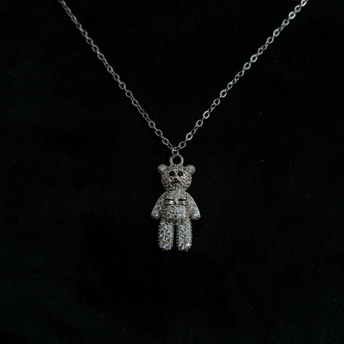 Teddy Sparkle Silver Pendant Neckpiece - Teddy