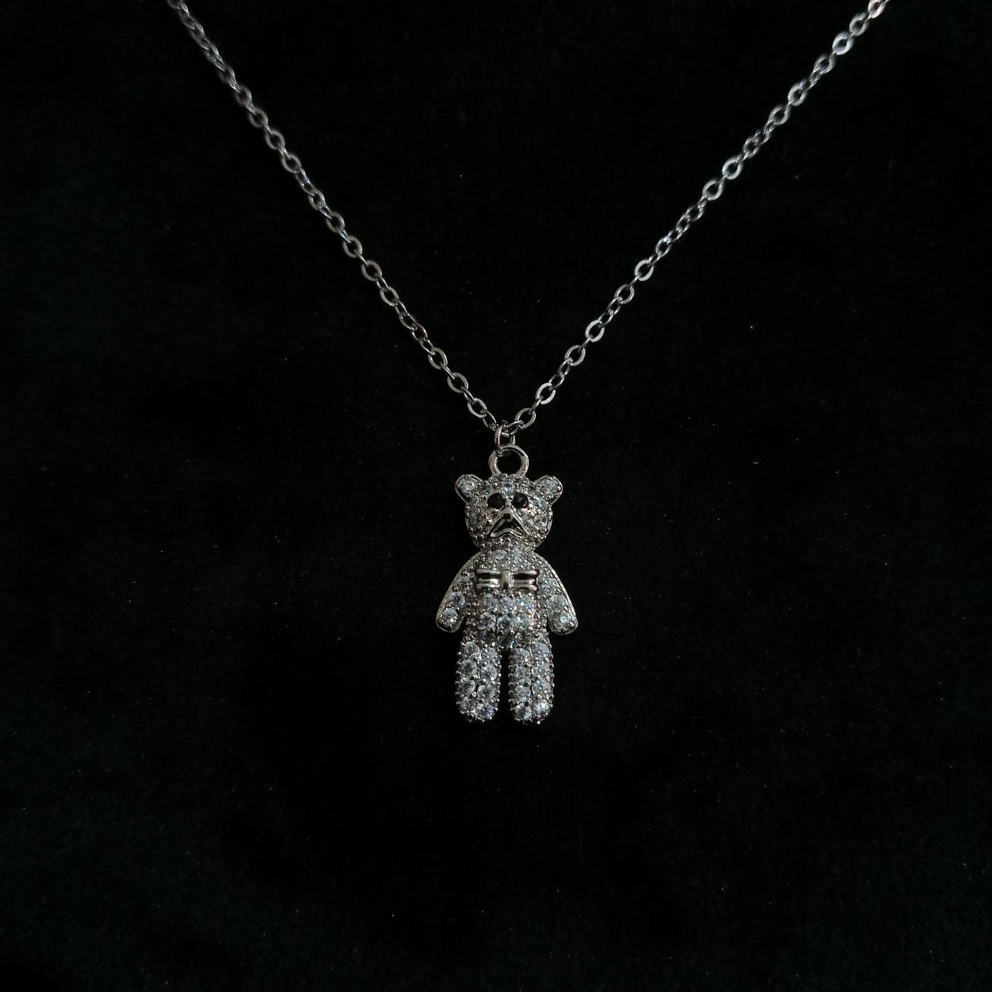 Teddy Sparkle Silver Pendant Neckpiece - Teddy