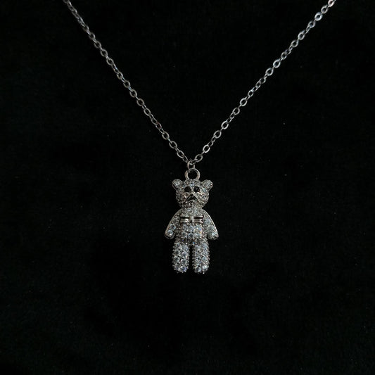 Teddy Sparkle Silver Pendant Neckpiece - Teddy