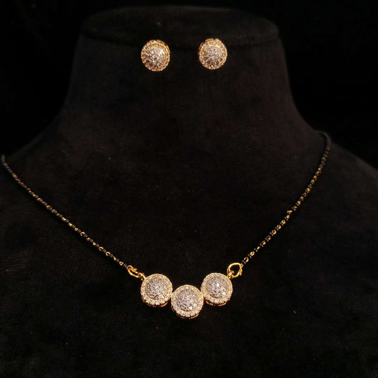 Trinity Glow AD Mangalsutra Set – elegant golden finish closeup