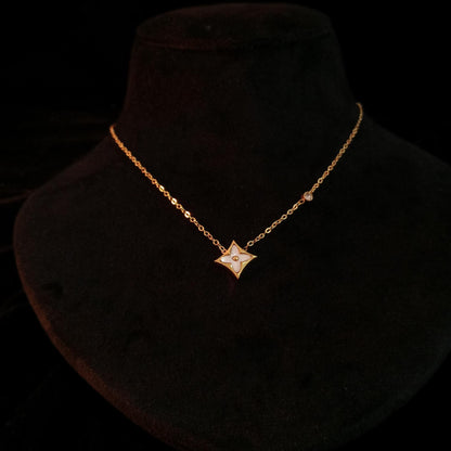 White Floral Enamel Pendant Neckpiece view 5