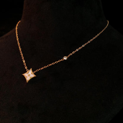 White Floral Enamel Pendant Neckpiece view 3