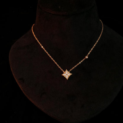 White Floral Enamel Pendant Neckpiece view 4