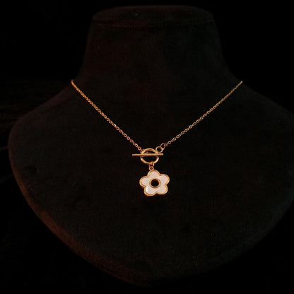 White Flower Toggle Pendant Neckpiece view 3