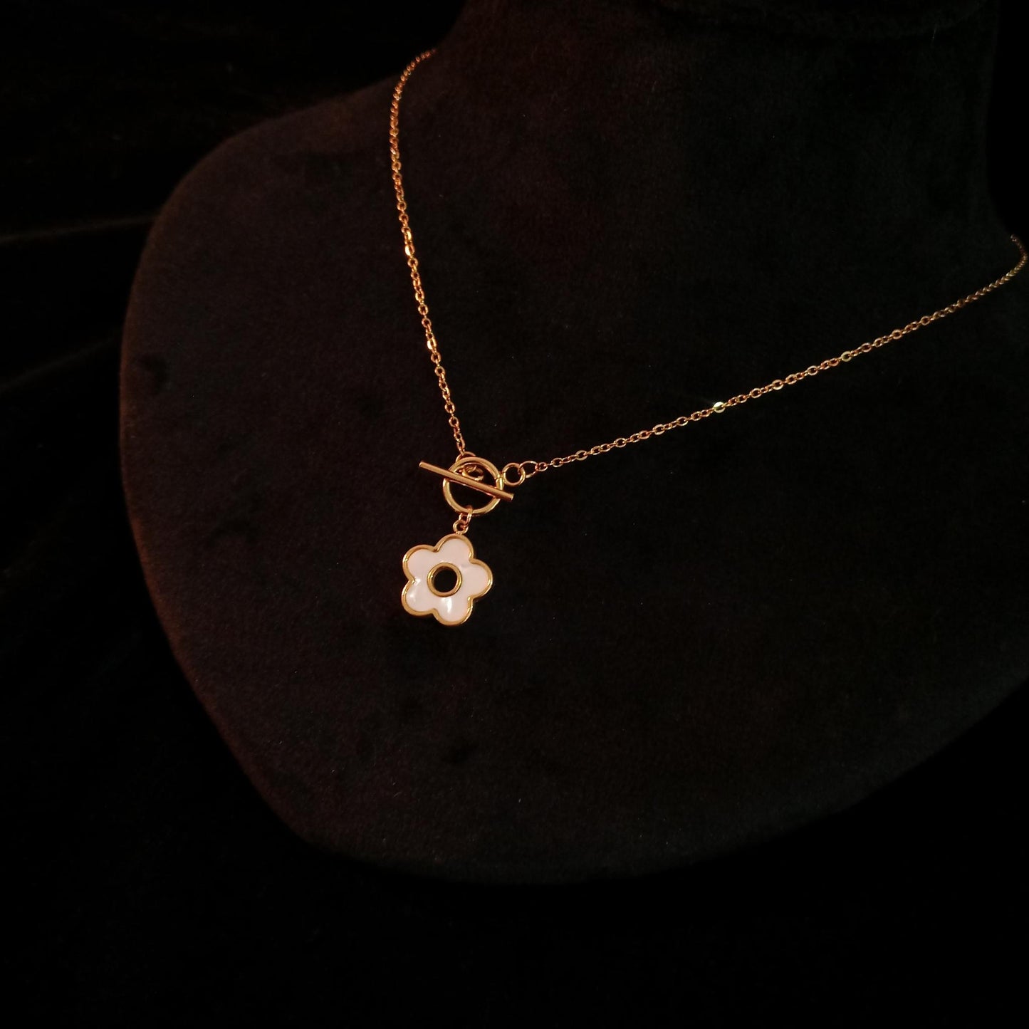White Flower Toggle Pendant Neckpiece view 2