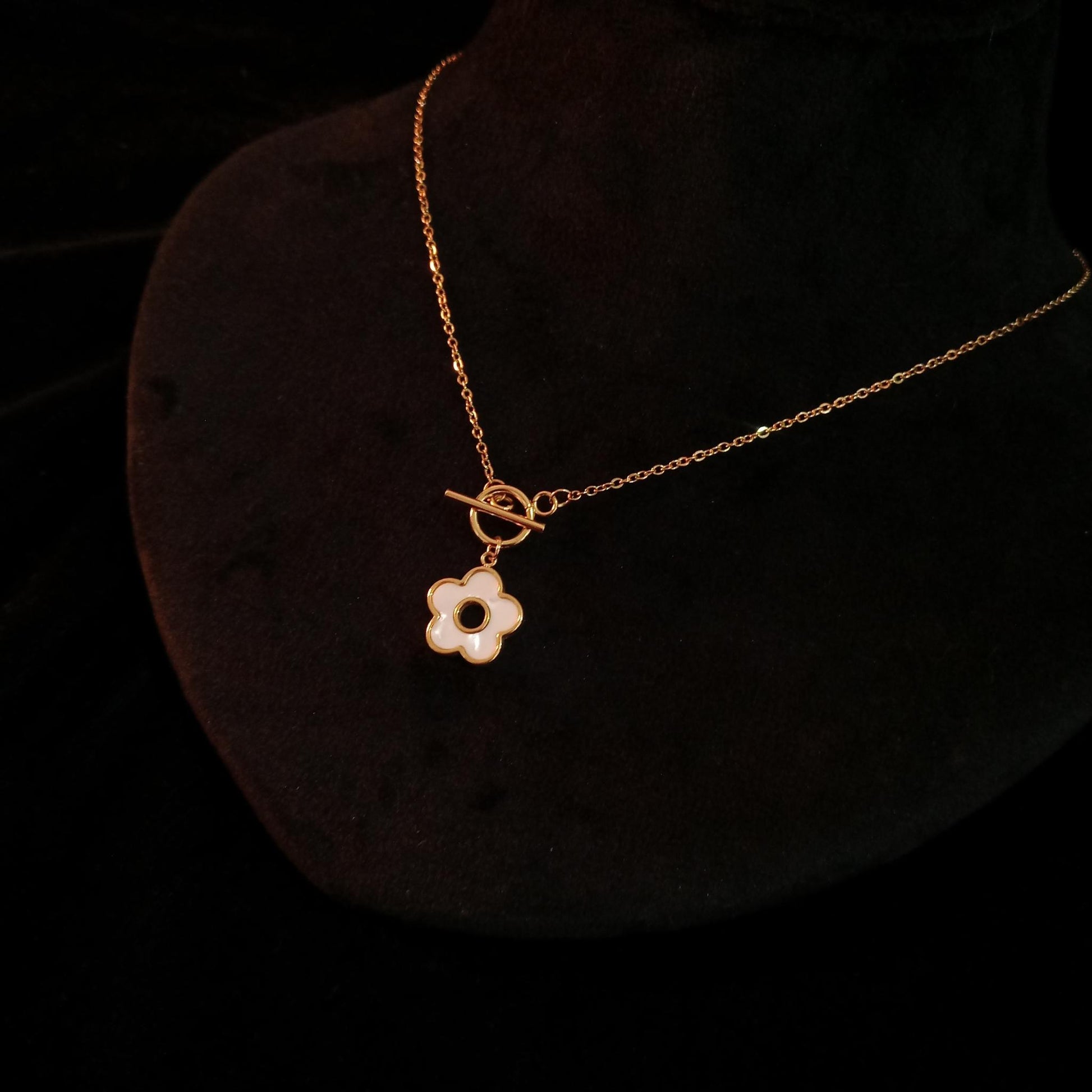 White Flower Toggle Pendant Neckpiece view 2