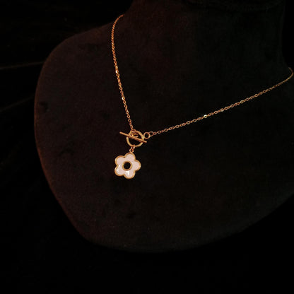White Flower Toggle Pendant Neckpiece view 2