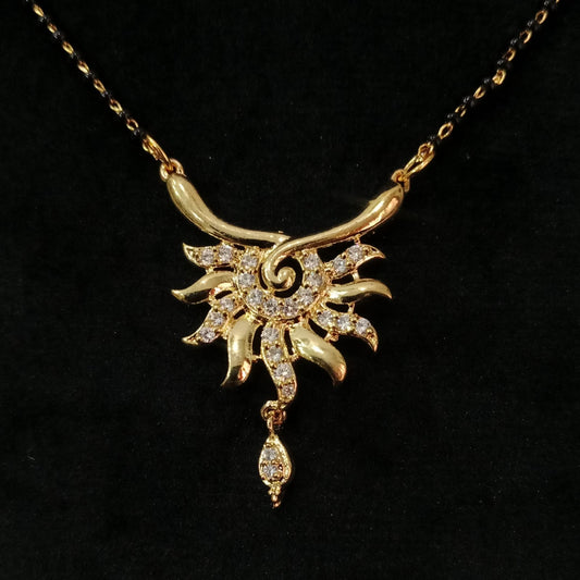Premium Gold-Plated Mangalsutra with Half Sun Pendant – Blingso Jewelry